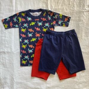 Hanna Andersson Axolotl PJ Top + 2 Bike Shorts (3pc)